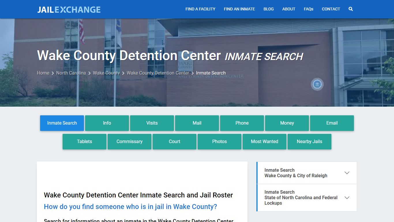 Wake County Detention Center Inmate Search - Jail Exchange